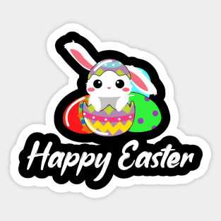 Happy Easter , Easter Egg With Bunny Sticker